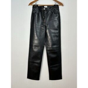 Wilfred Faux Leather Straight Leg Pants Black Size 2 High Rise Women